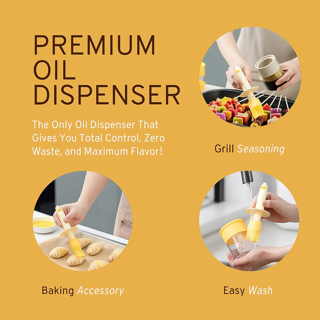 Oil Dispenser Bottle with Silicone Basting Brush