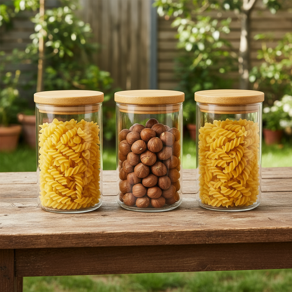 Airtight Glass Jars with Natural Bamboo Lids