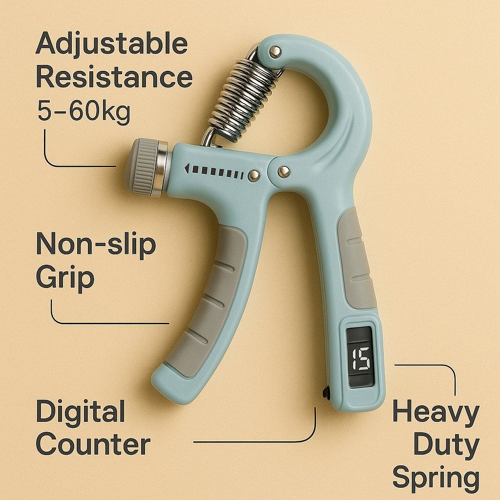 Heavy-Duty Adjustable Hand Gripper with Digital Counter (5-60 kg)